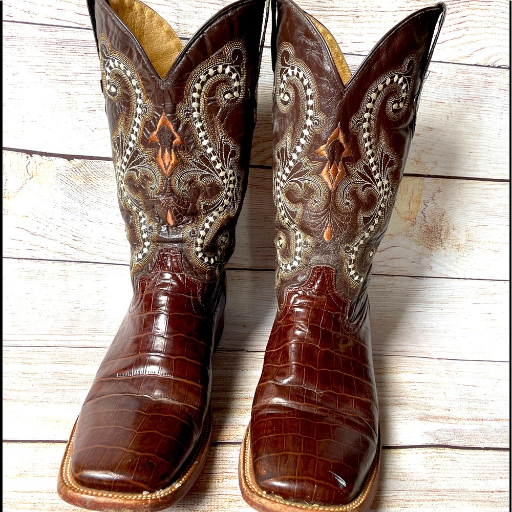 Ferrini Brown Boots women size 9 1/2 Square toe